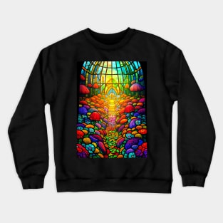 Stained Glass Flowers And Mushrooms Crewneck Sweatshirt